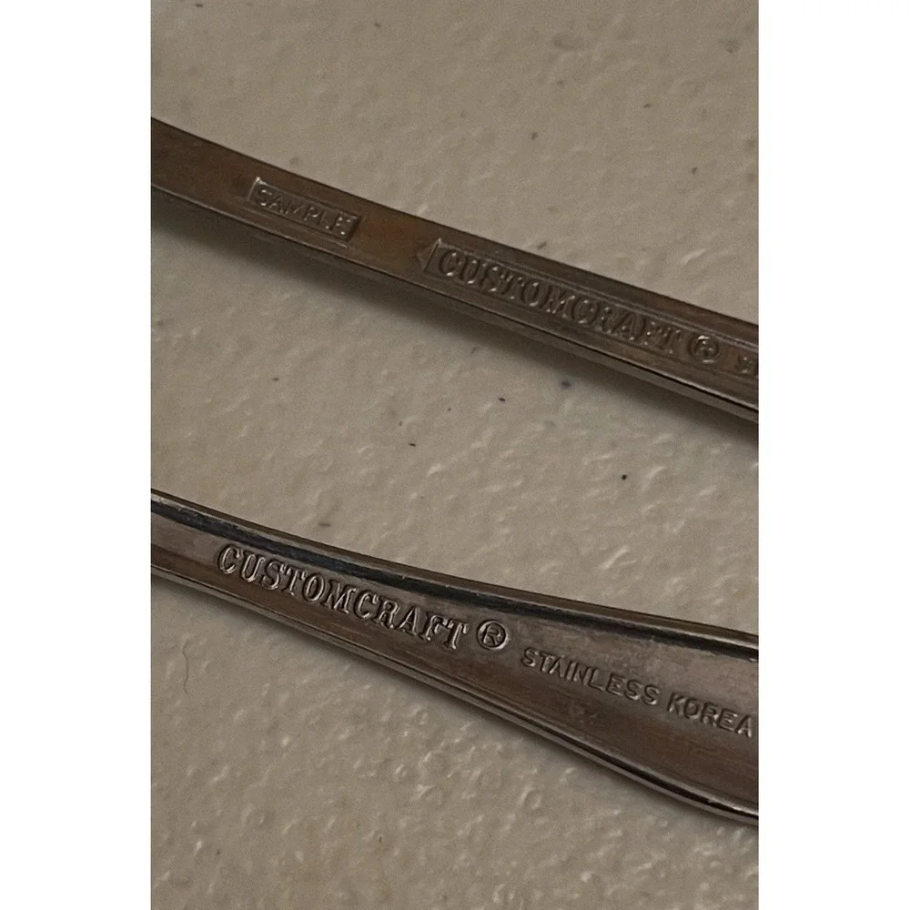 Vintage‎ Custom Craft Stainless Flatware Engraved D 2 Spoons Korea